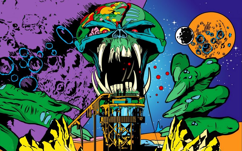 Green Alien Skull — Purple