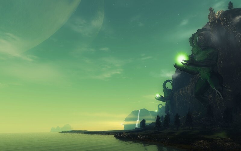Green Alien Statues — Serene