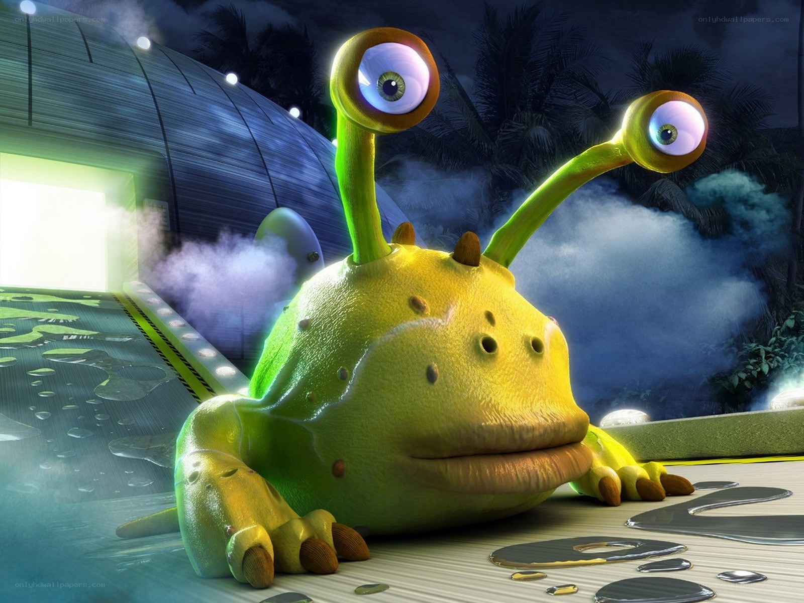 green alien with big eyes
