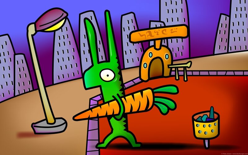 green alien with carrot