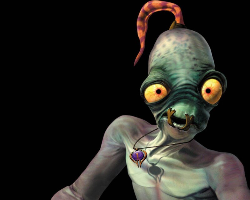green alien with glowing eyes