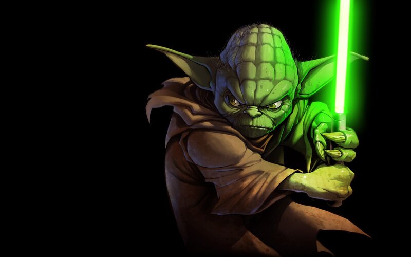 Green Alien with Lightsaber — Dramatic