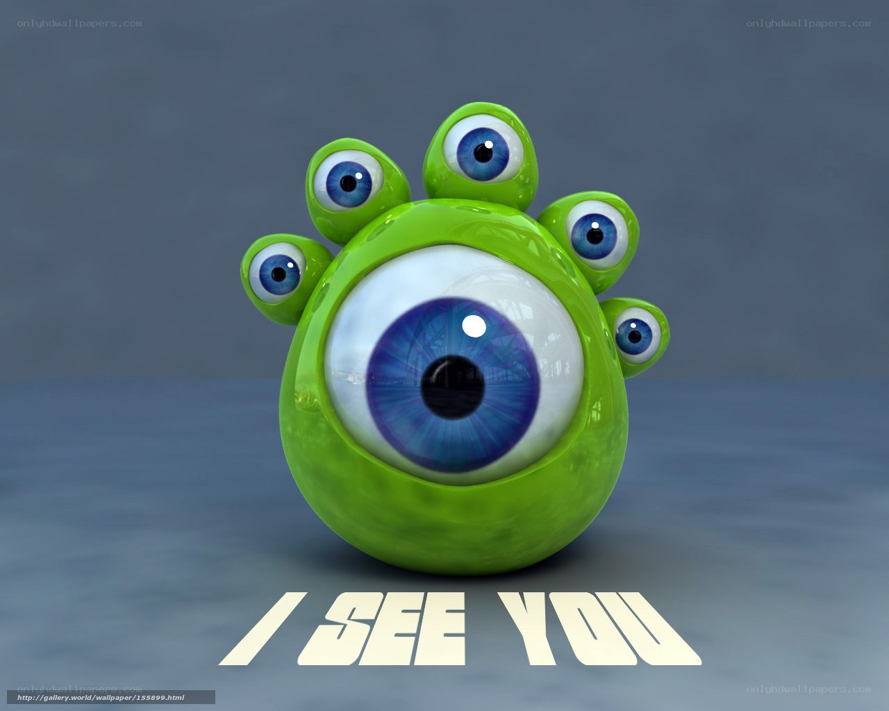 green alien with multiple eyes