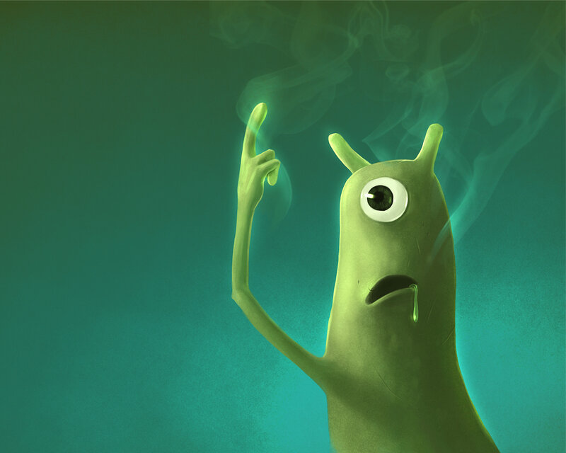 green alien with one eye