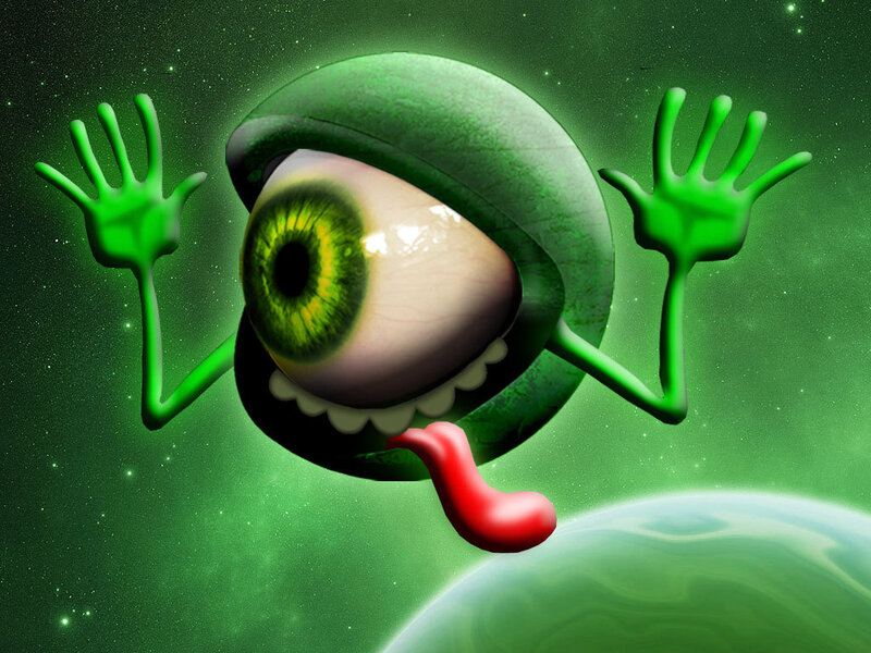 Green Alien with One Eye — Playful