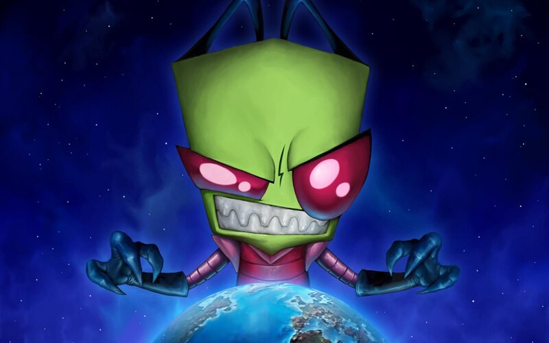 Green Alien with Red Eyes — Blue, Dramatic