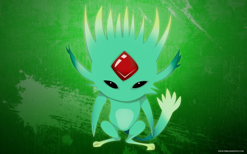 green alien with red gem