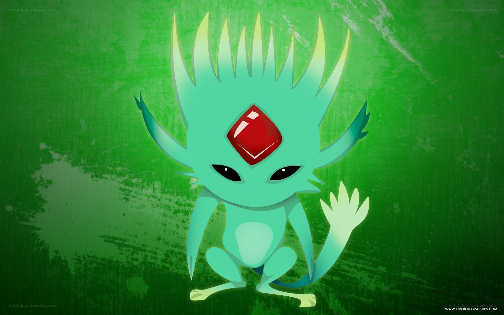 green alien with red gem