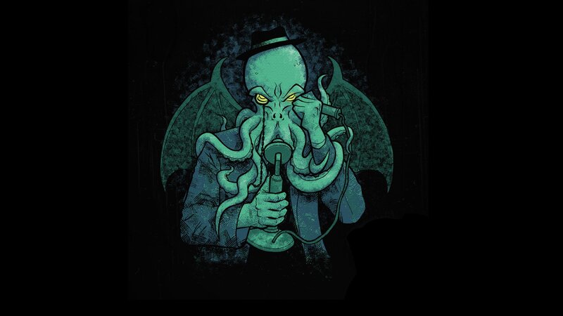 Green Alien with Tentacles — Dark