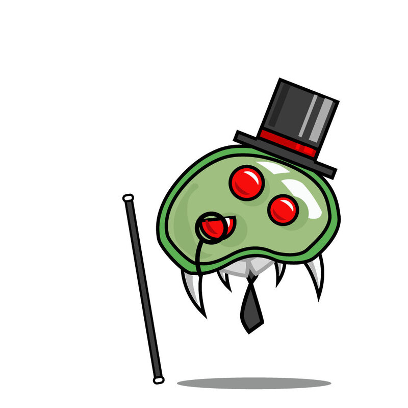 green alien with top hat