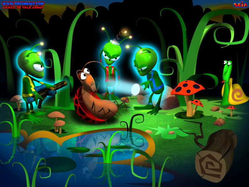 Green Aliens in Forest