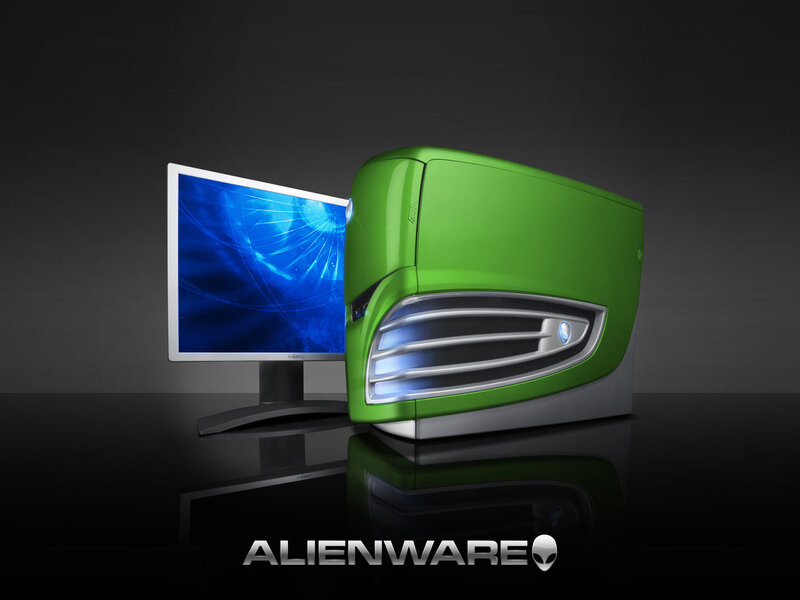 Green Alienware Computer — Dramatic