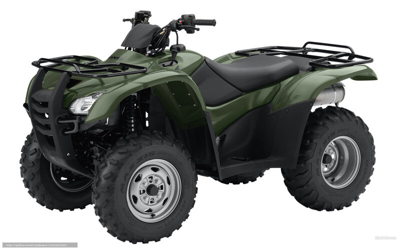 Green All-terrain Vehicle — Neutral, Photograph, Black Seat, Front Rack