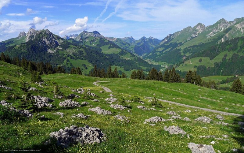 green alpine valley landscape