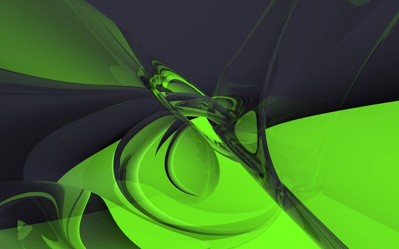 Green and Black Abstract Shapes — Dynamic, Curved Lines