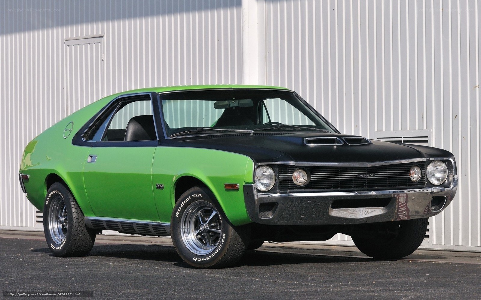 Green and black classic muscle car