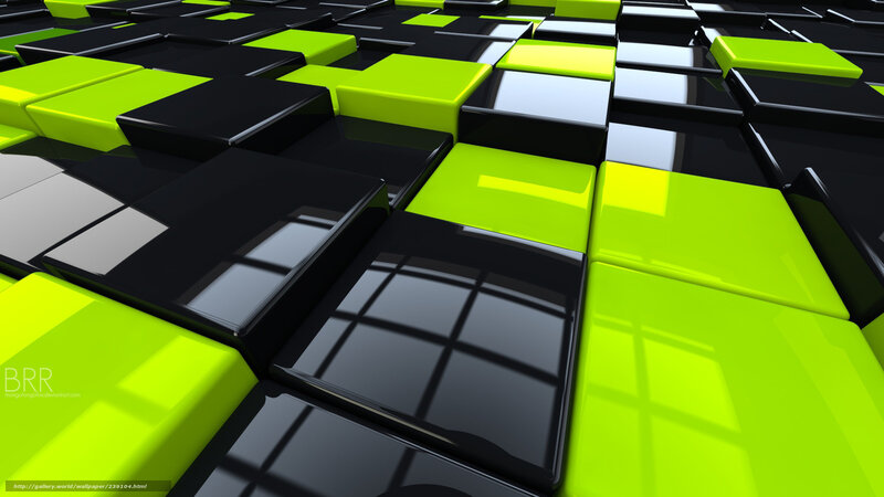 Green and Black Cubes — Geometric, 3d Render