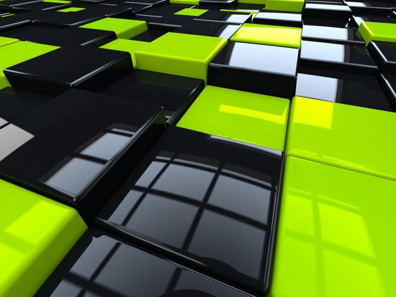Green and Black Cubes — Geometric