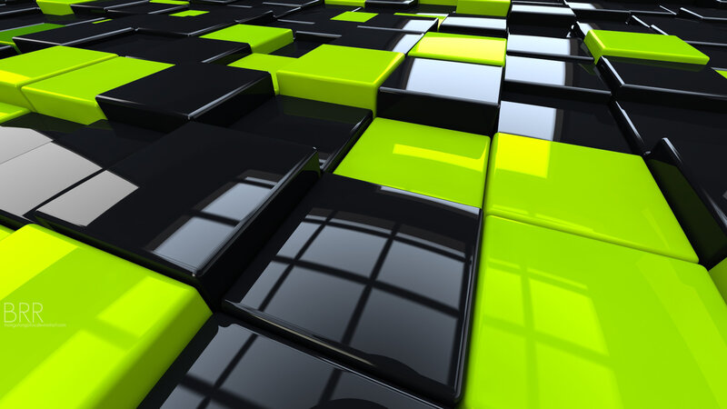Green and Black Cubes — Lime Green