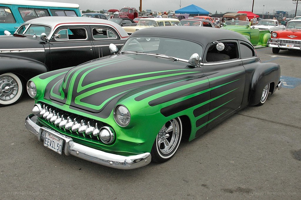 Green and black custom car