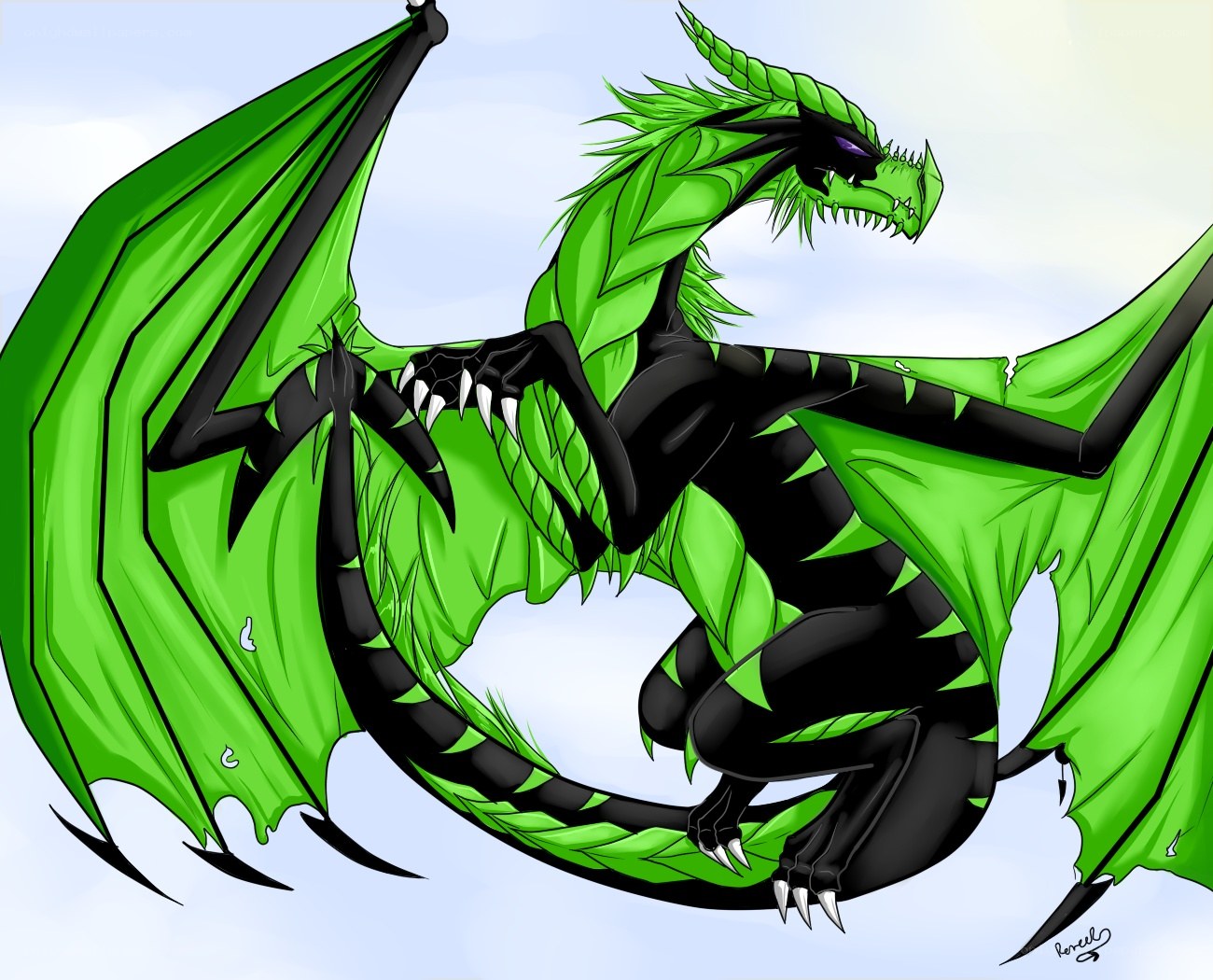 green and black dragon