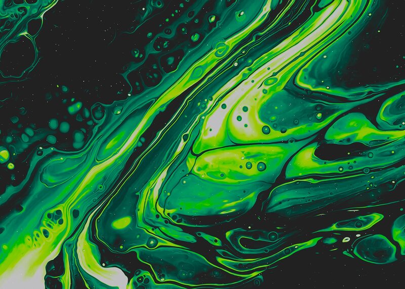 Green and Black Fluid Swirls