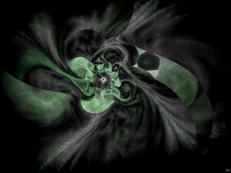 Green and Black Fractal Swirl — Mysterious
