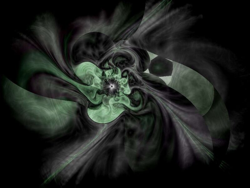 Green and Black Fractal Swirl