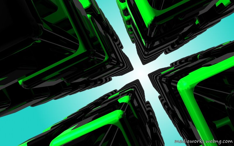 green and black geometric shapes
