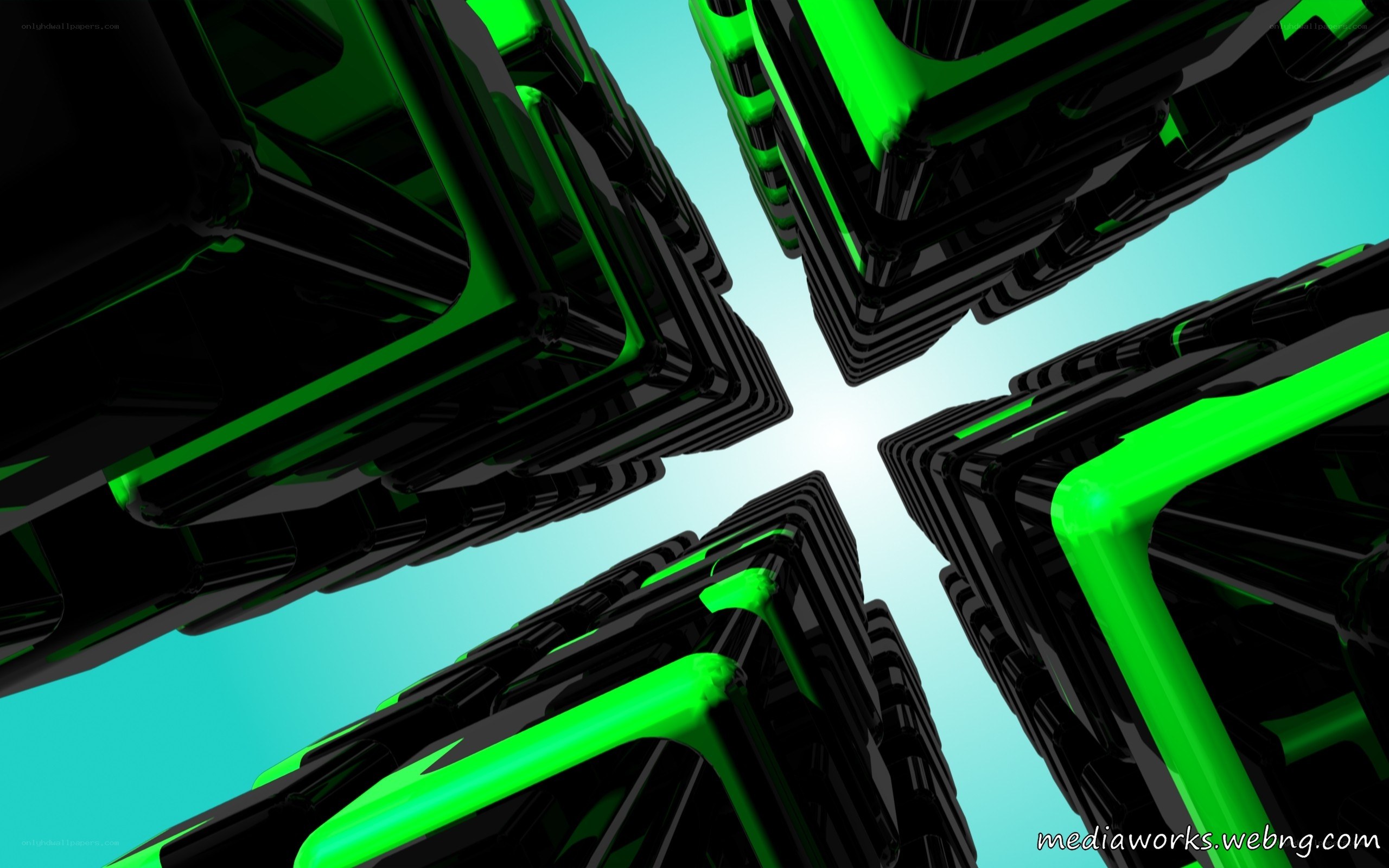 green and black geometric shapes