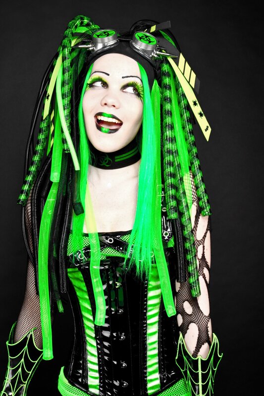 green and black goth costume