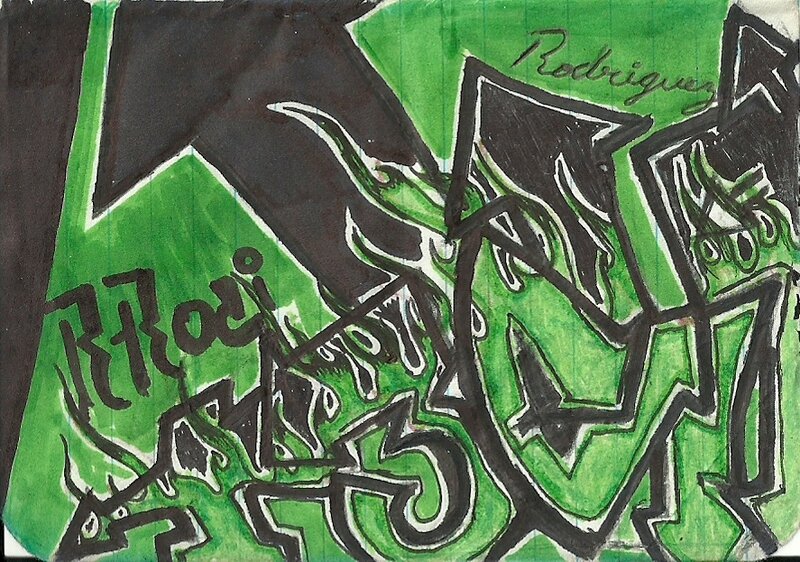 green and black graffiti art