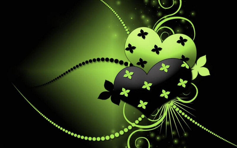 Green and Black Hearts