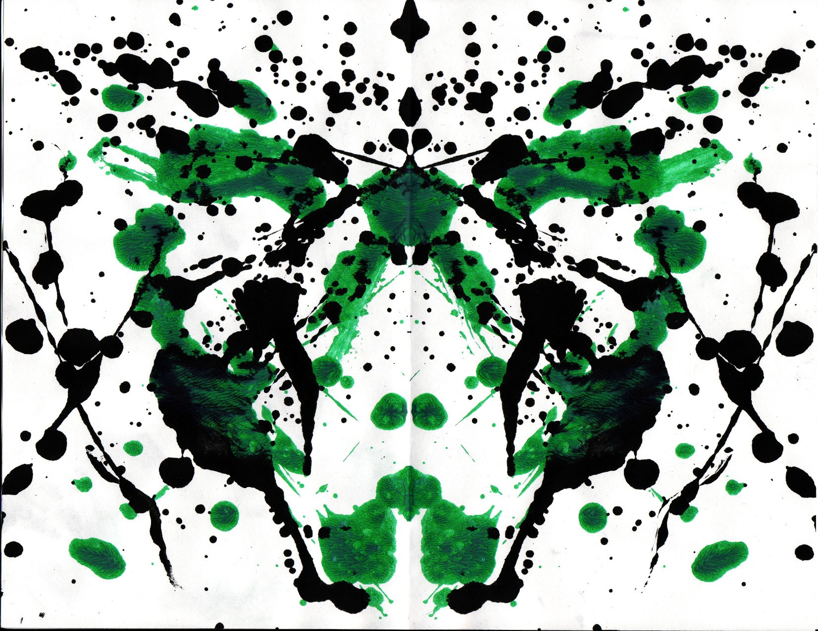 Green and black inkblot pattern