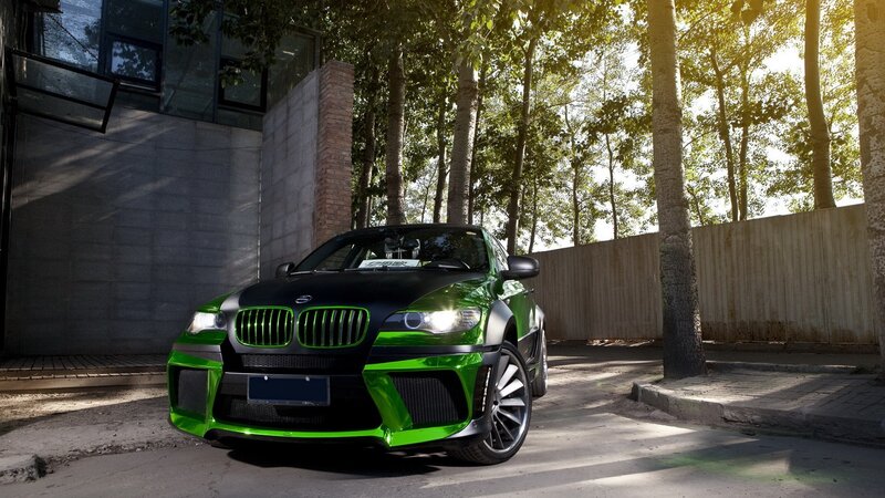 green and black modified car