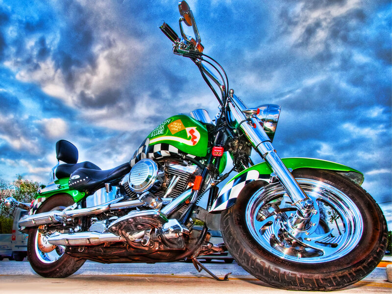 Green and Black Motorcycle — Dramatic