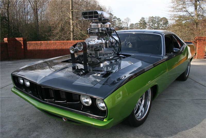 Green and Black Muscle Car