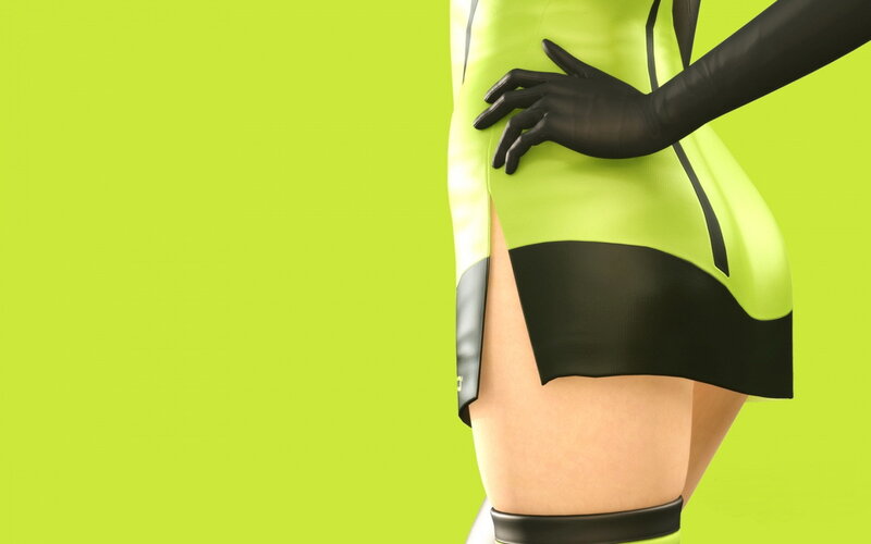 green and black outfit