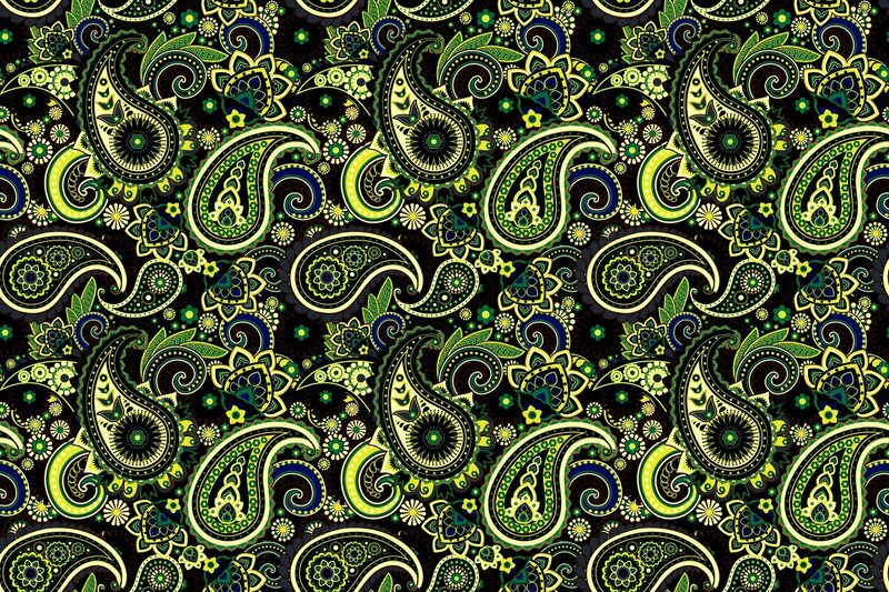 Green and Black Paisley Pattern