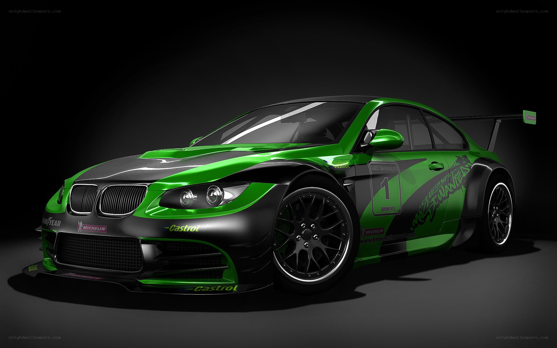green and black race car