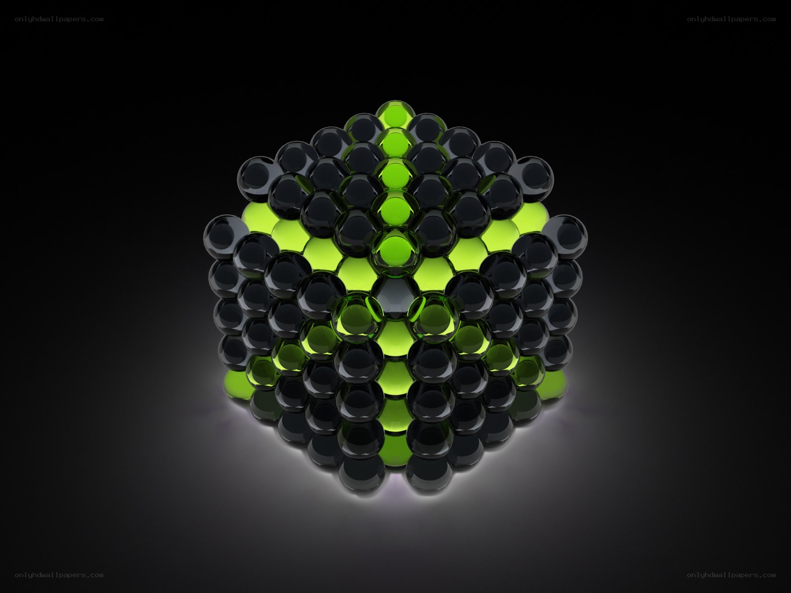 green and black sphere cluster
