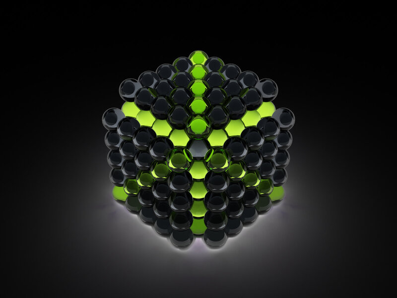 Green and Black Spheres — Dramatic