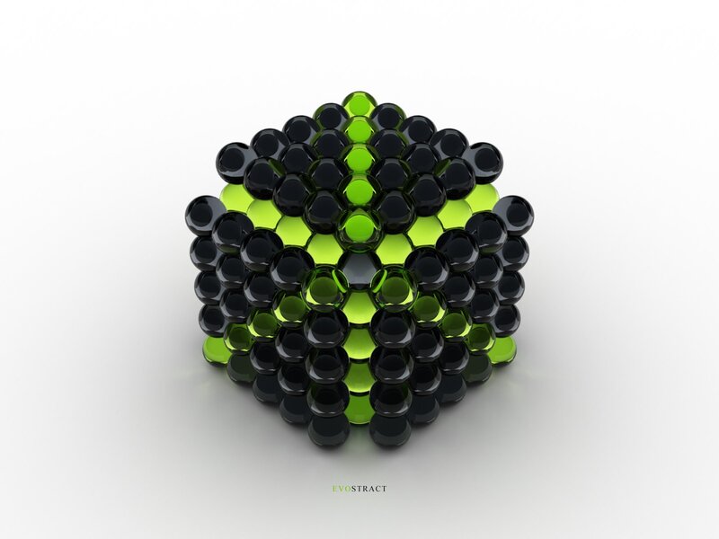 Green and Black Spheres