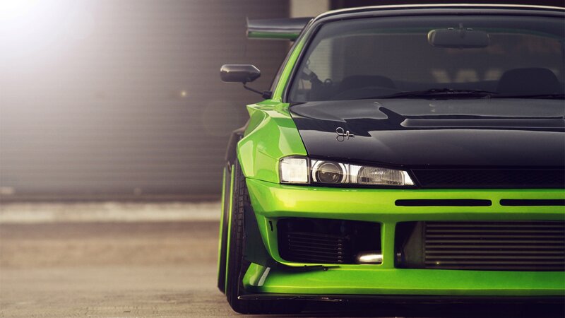 green and black sports car