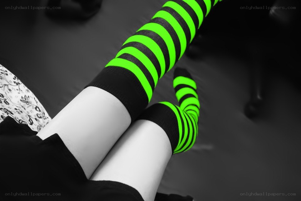 green and black striped socks