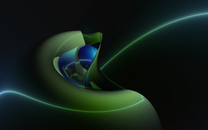 Green and Blue Abstract Form — Digital Art