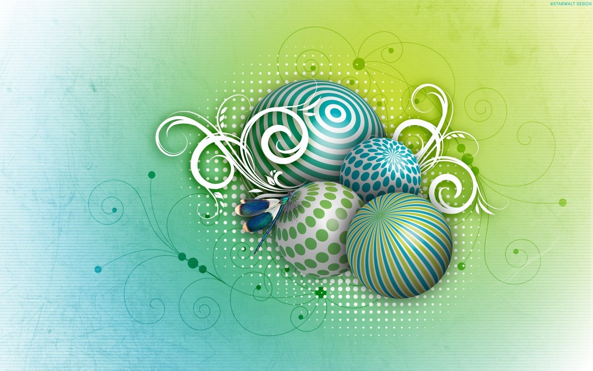 green and blue abstract spheres