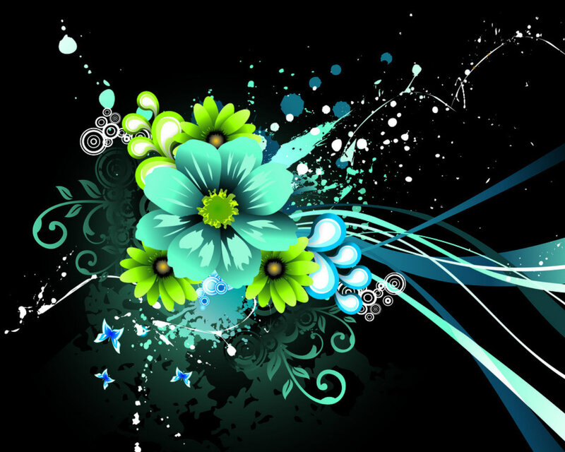 Green and Blue Flowers