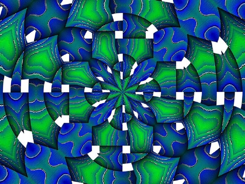 Green and Blue Fractal Pattern — Hypnotic, Abstract