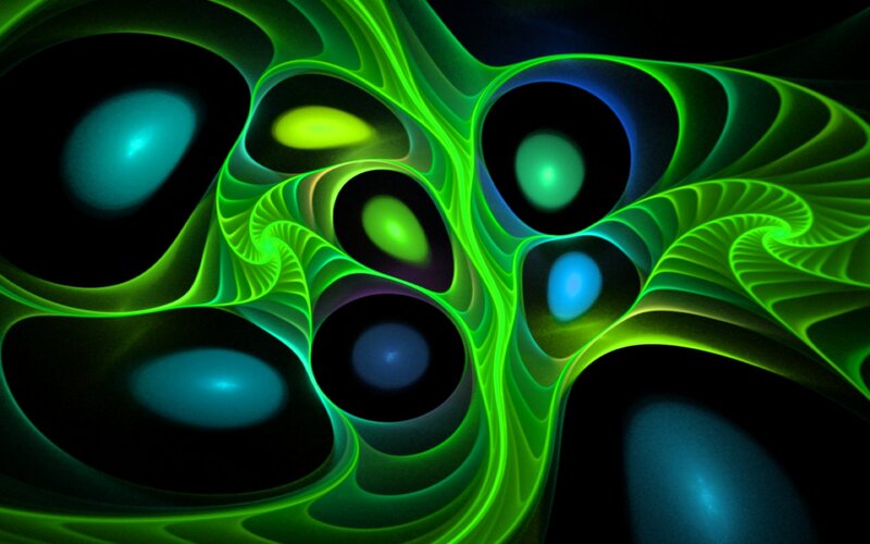 Green and Blue Fractal Patterns — Hypnotic, Abstract